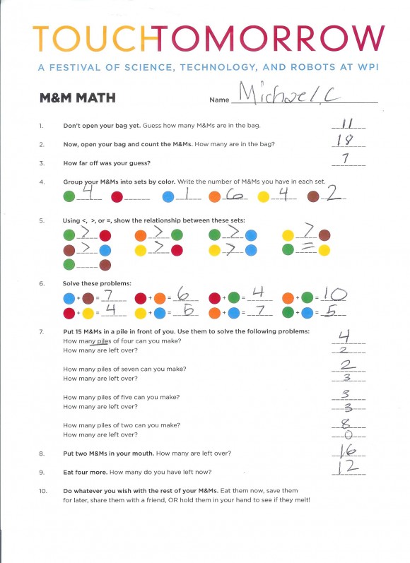 M&M Math Worksheet